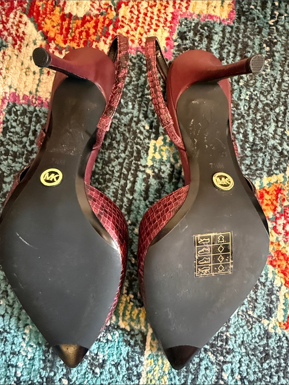 MICHAEL Michael Kors Burgundy Snake-Print Slingback Heels - Picture 6 of 7